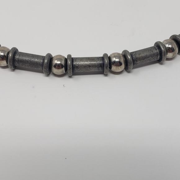 Pewter & Stainless Steel Beaded Necklace - Picture 3 of 5